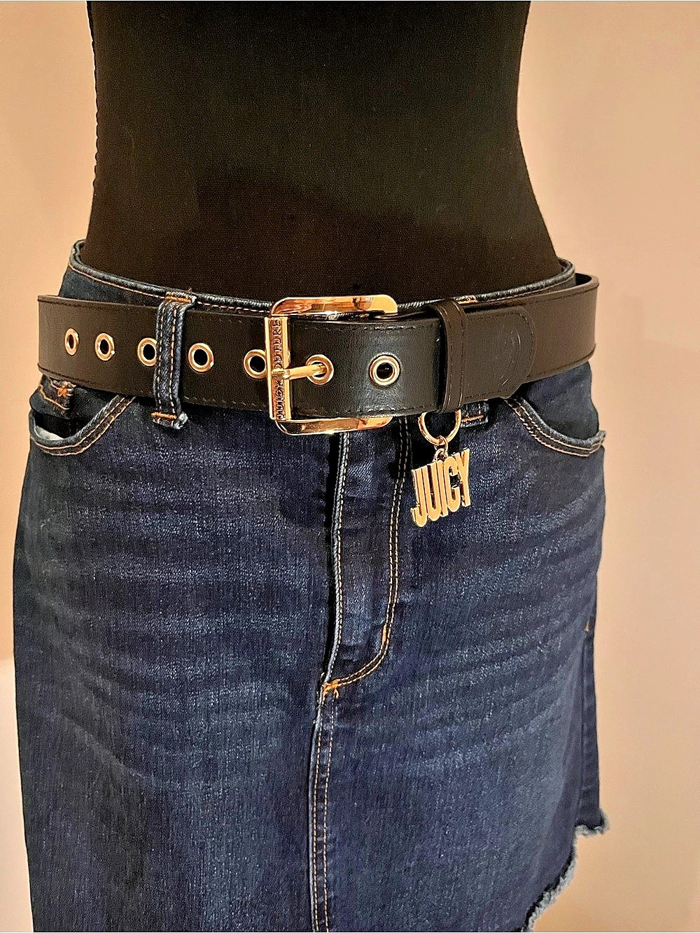 Juicy Couture Black Belt with Logo Charm